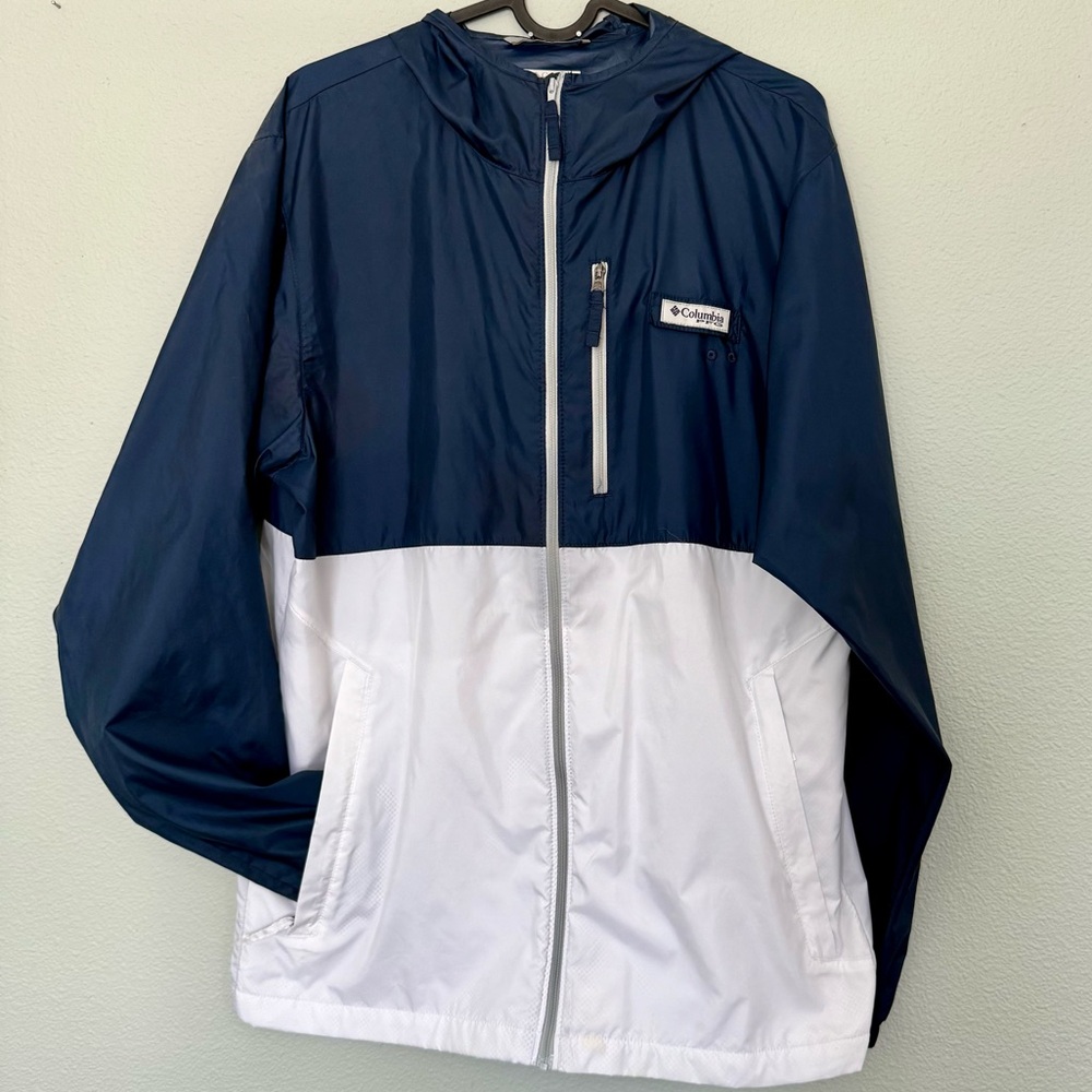 Columbia Navy and White Windbreaker Jacket